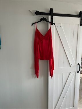MM6 Maison Martin Margiela Red Draped Satin Cami Top